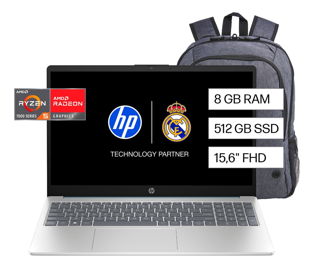 Notebook Hp 15-fc0251la Ryzen5 8gb 512gn Win11 + Mochila Hp Azul