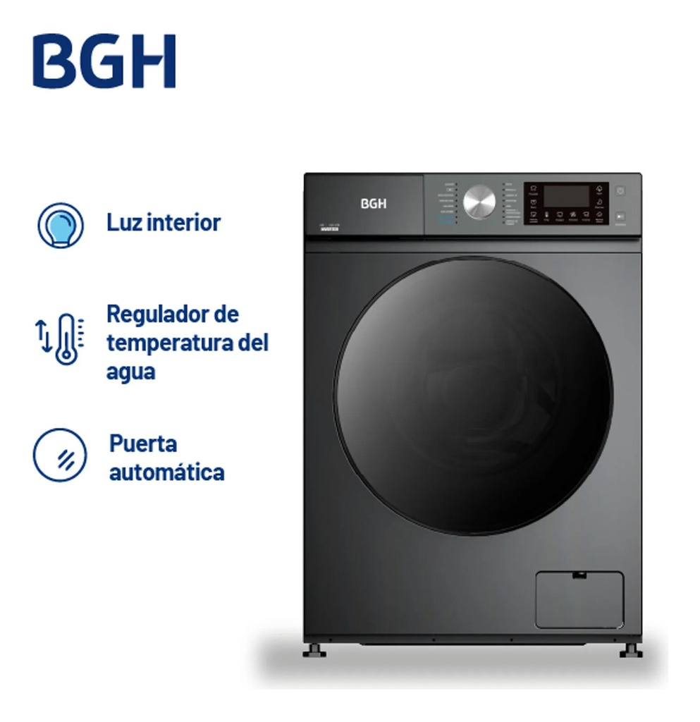 Lavarropas Bgh Bwfs09s25ar Inverter Frontal 9kg Silver Silver