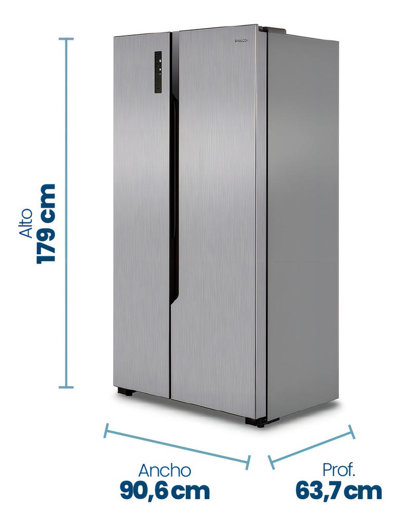 Heladera Sbs Philco Phsb555xt 555l No Frost Inox Plateado