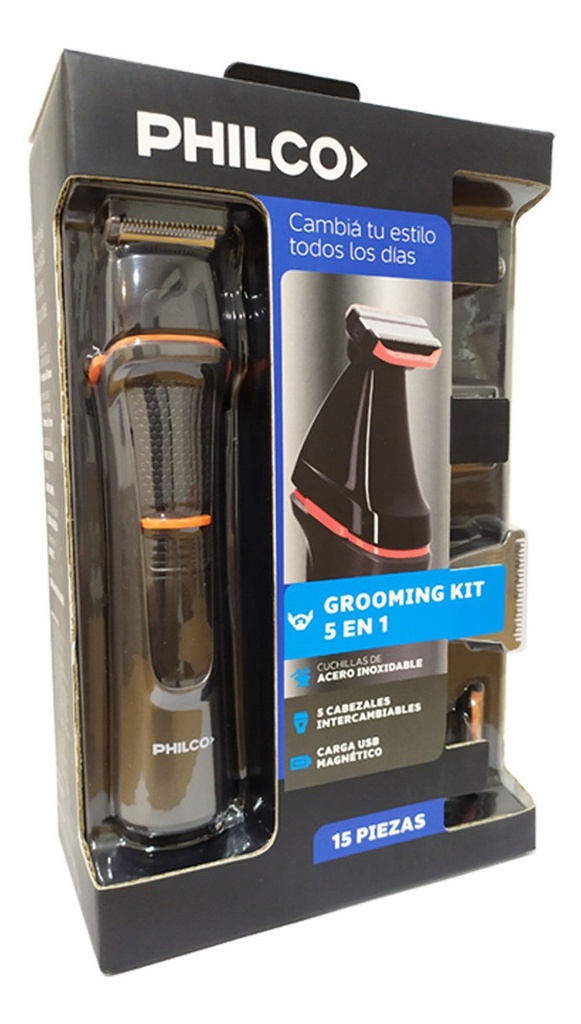 Multigroomer Philco Recargable Barba Cuerpo 5 En 1 Cb8870pn Negro