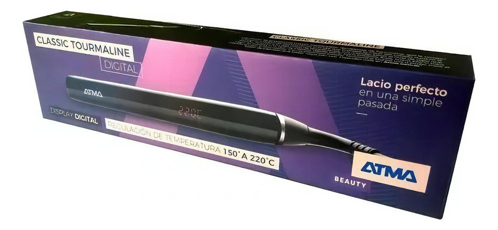 Plancha Pelo Atma Pl8842 Classic Tourmaline Ceramica Digital Negro