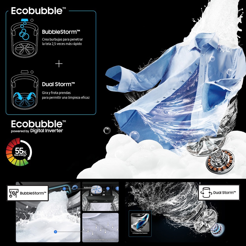 Lavarropas Samsung Sawa85 8.5kg Carga Superior Led Color Blanco