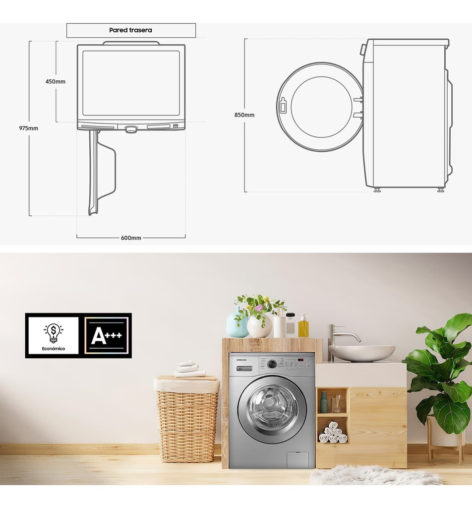 Lavarropas Automático Samsung Inverter 6.5 Kg Silver