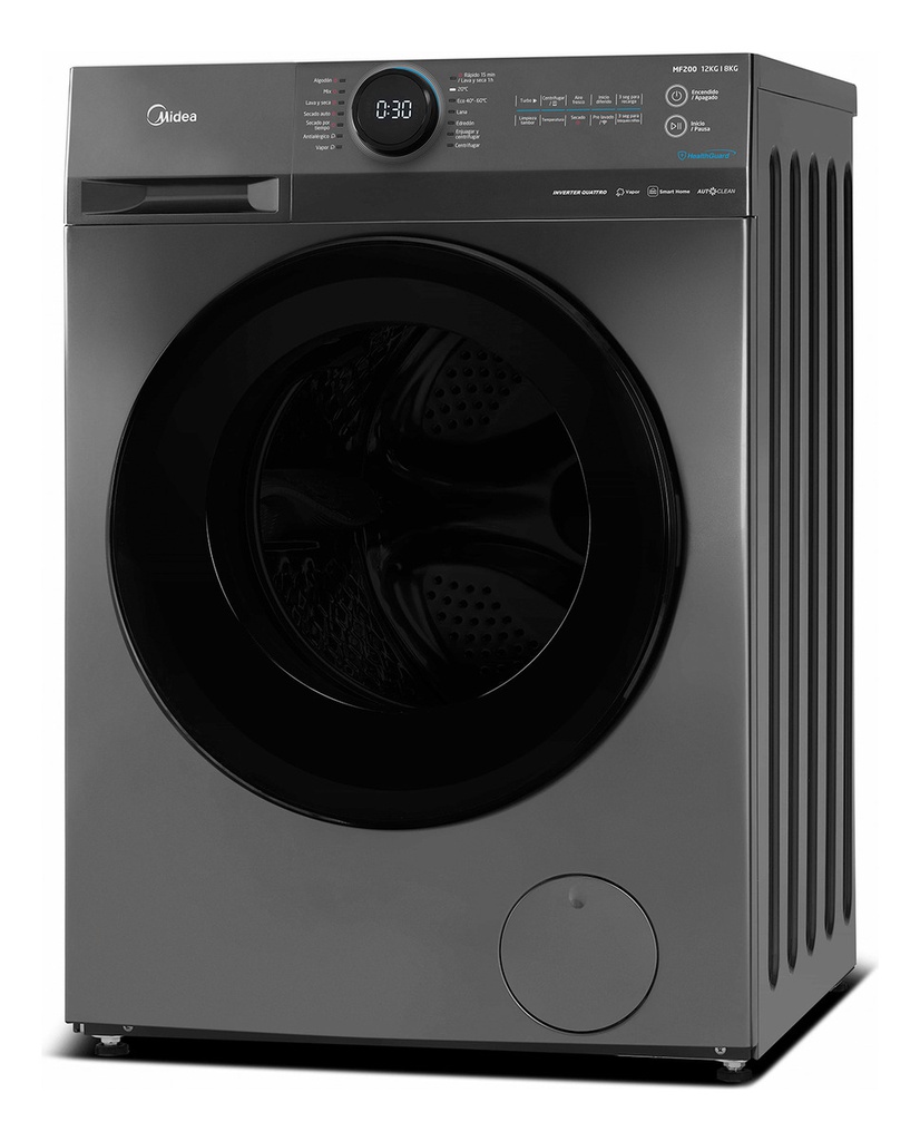 Lavasecarropas Midea Mf200d120b/t-a1 Inverter 12,8kg Frontal Gris Oscuro