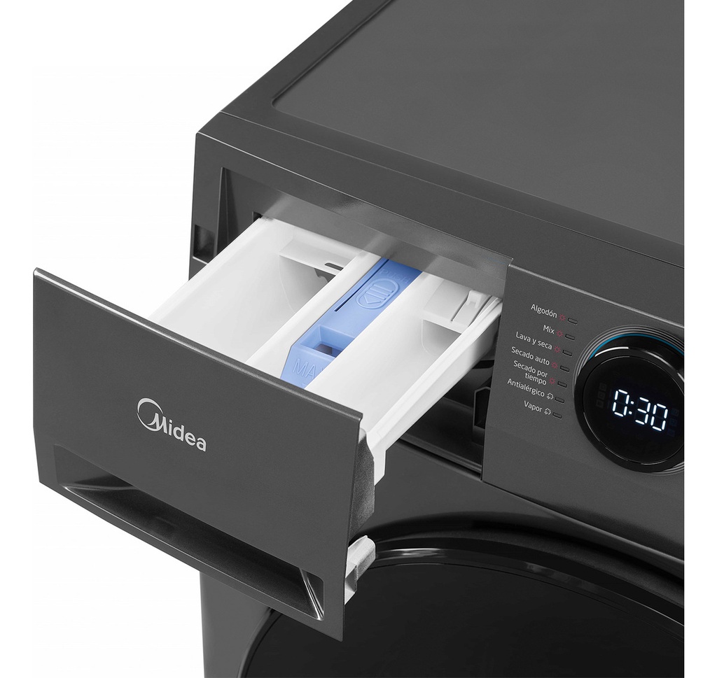 Lavasecarropas Midea Mf200d120b/t-a1 Inverter 12,8kg Frontal Gris Oscuro