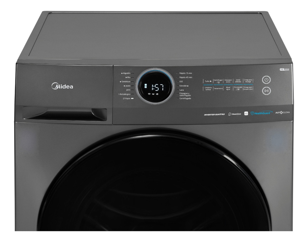 Lavarropas Inverter Midea Mf200w80wb/t-a1 8kg Titanium Gris Oscuro