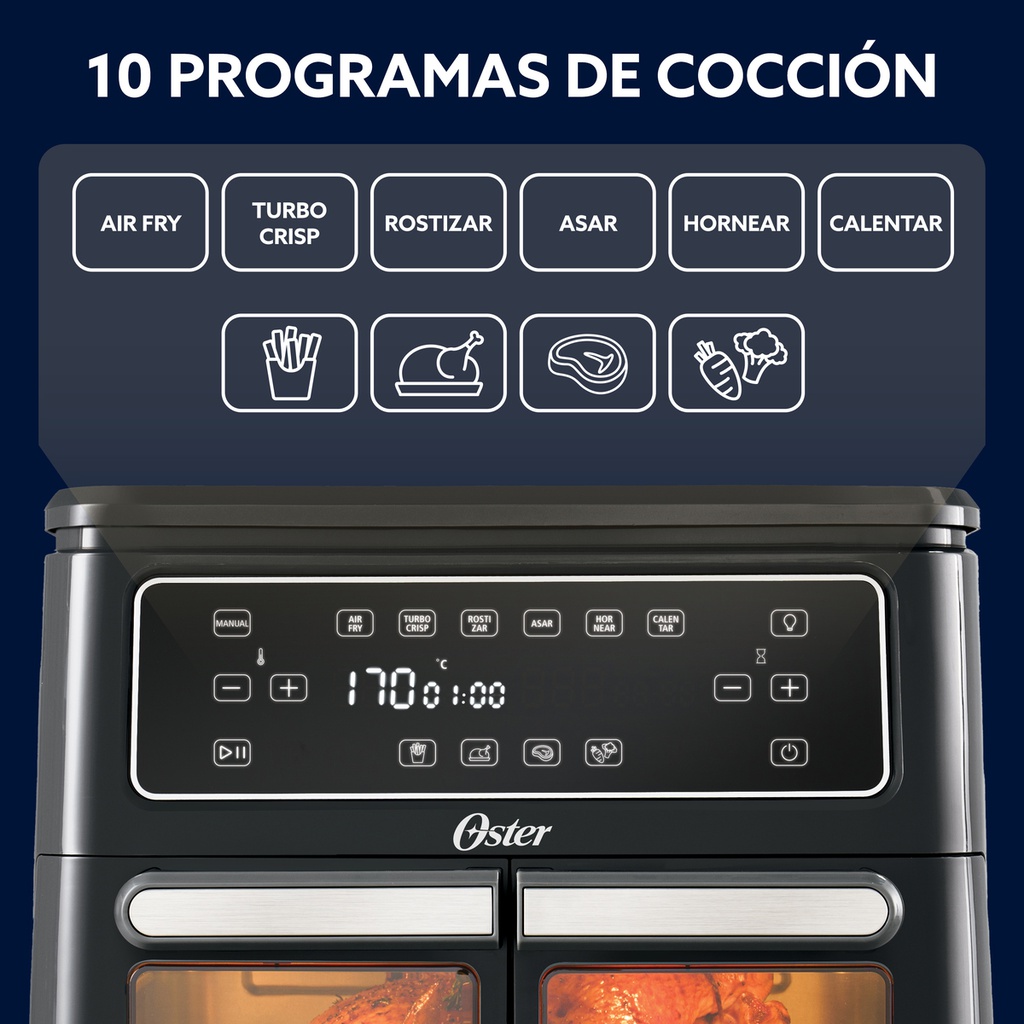 Freidora De Aire Oster Staf11mcddfar 11 Litros Flex Negra Negro