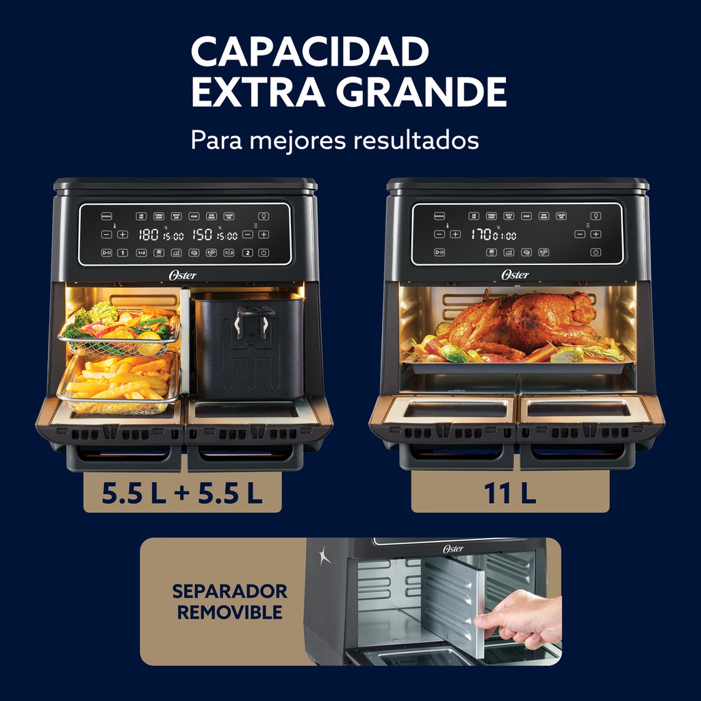 Freidora De Aire Oster Staf11mcddfar 11 Litros Flex Negra Negro