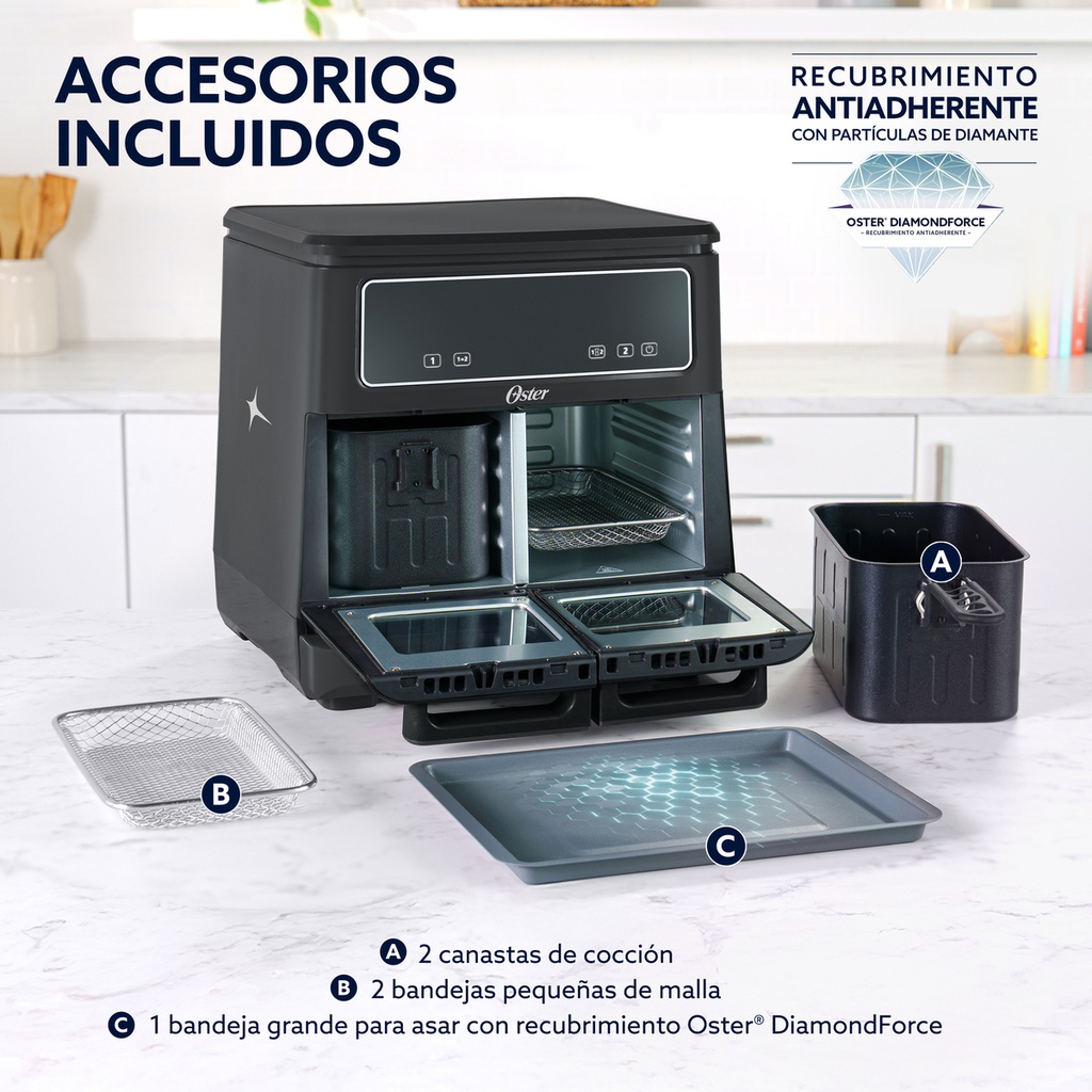 Freidora De Aire Oster Staf11mcddfar 11 Litros Flex Negra Negro