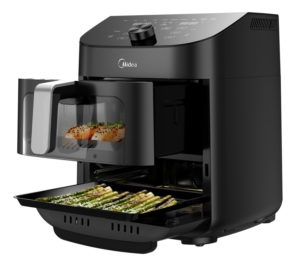 Freidora De Aire Digital Midea 11l Smart 2 Zonas Af-d211bar1 Negro