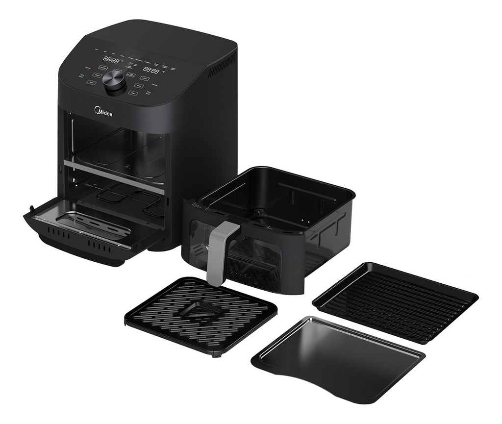Freidora De Aire Digital Midea 11l Smart 2 Zonas Af-d211bar1 Negro