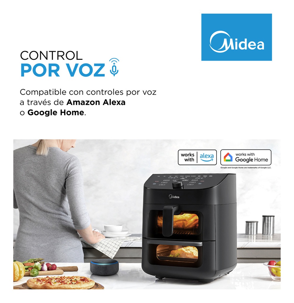 Freidora De Aire Digital Midea 11l Smart 2 Zonas Af-d211bar1 Negro