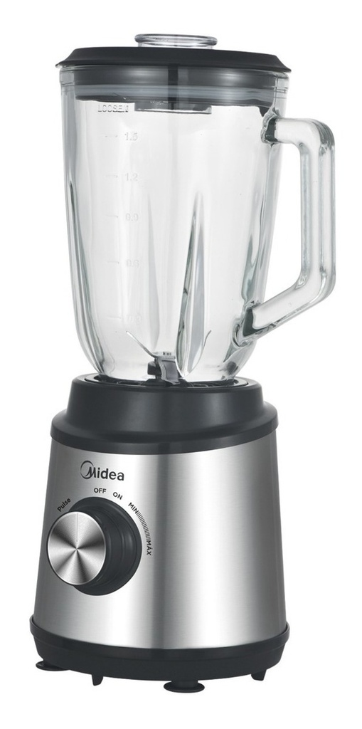 Licuadora Midea Inox Con Jarra De Vidrio 1,5 L. 800w Negro