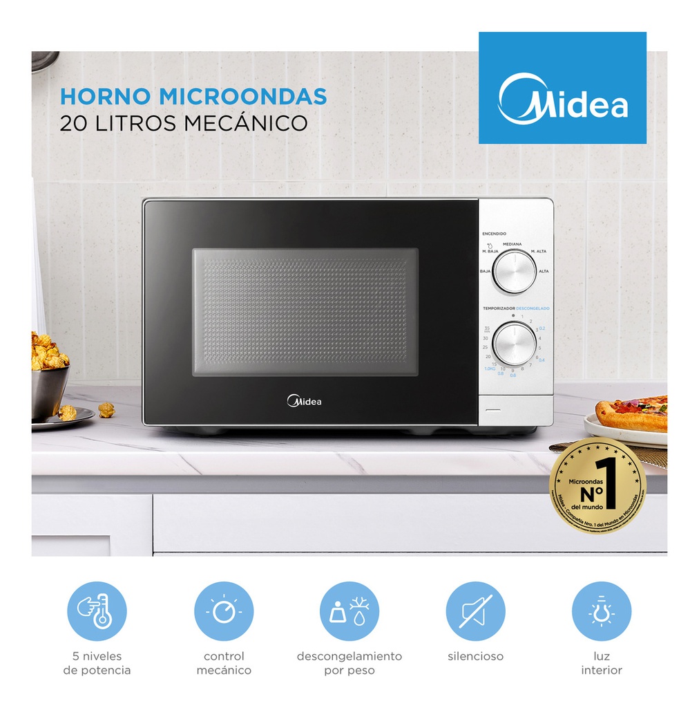 Microondas Midea 20l Mw-mn120war1 Mecanico Blanco