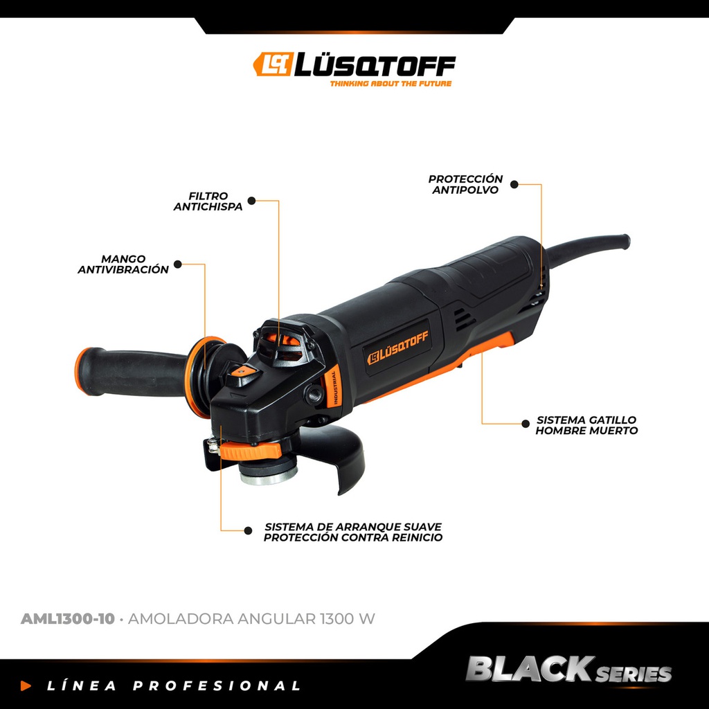 Amoladora Angular Lusqtoff Aml1300-10 1300w 125mm Negro 50