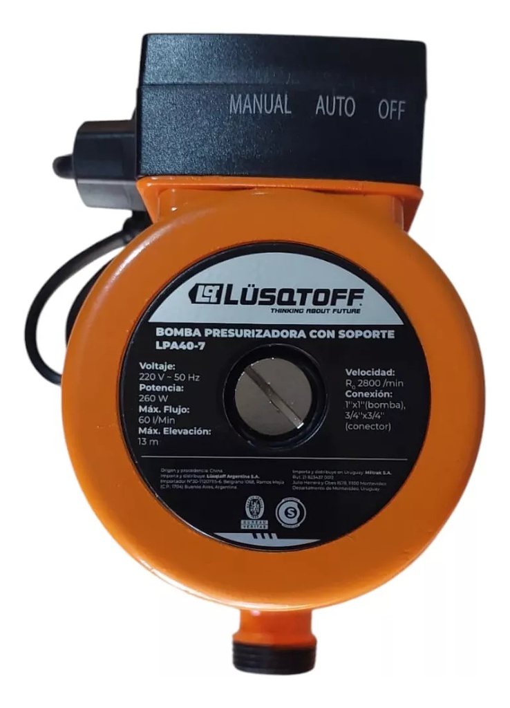 Bomba Presurizadora Lusqtoff Lpa40-70 Con Soporte