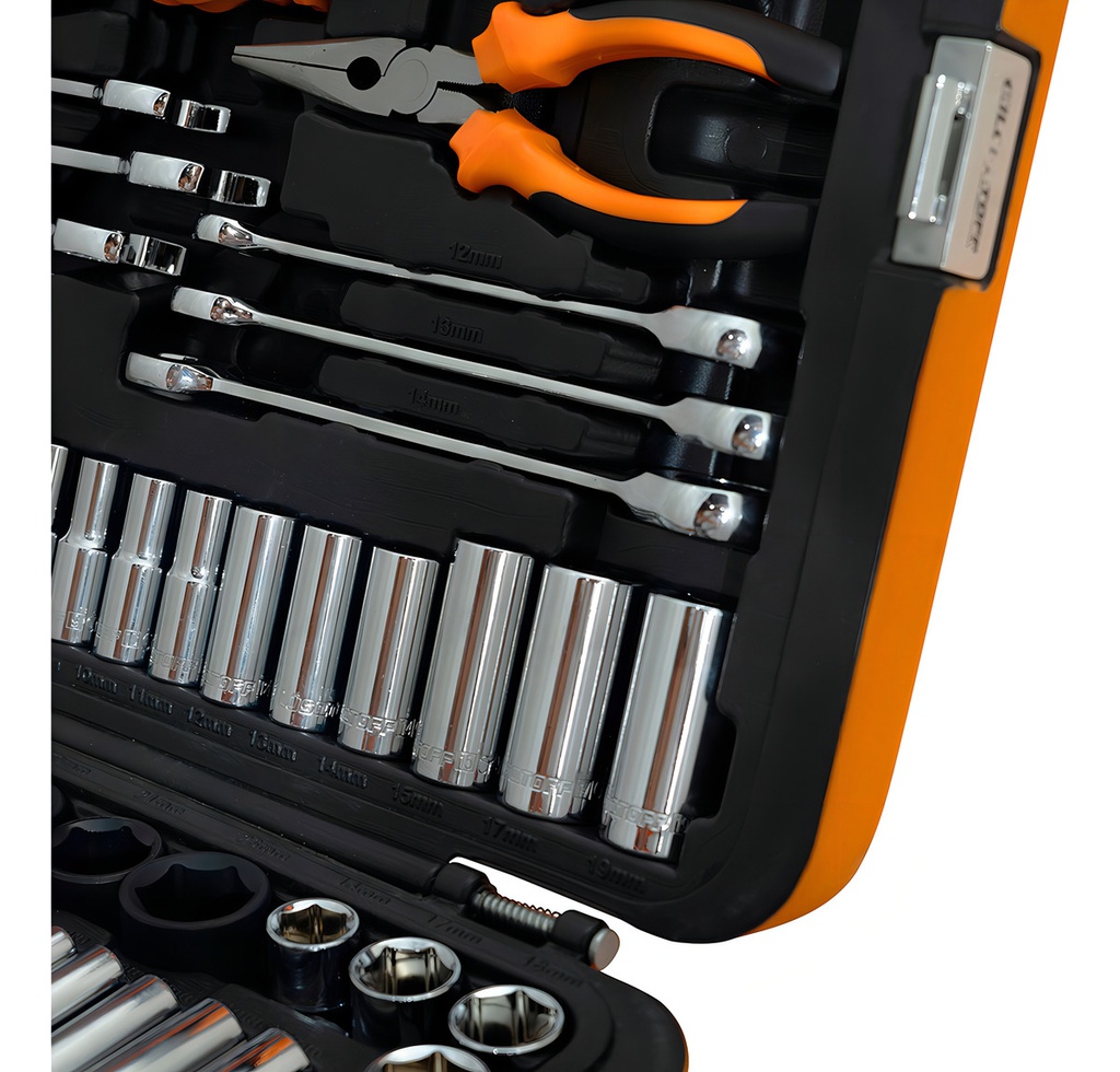 Juego Herramientas Lusqtoff 150pzs Racing Caja Set Tubos Color Naranja