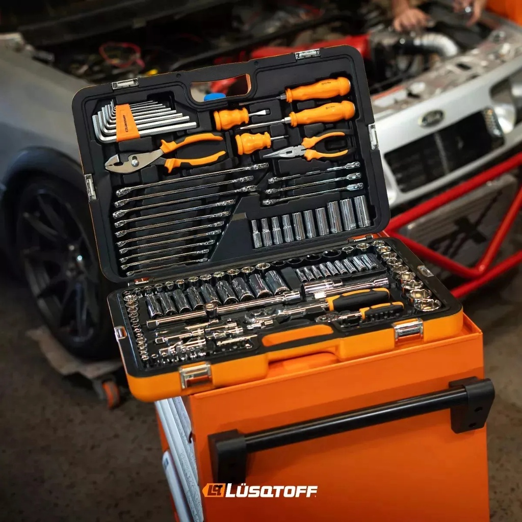 Juego Herramientas Lusqtoff 150pzs Racing Caja Set Tubos Color Naranja