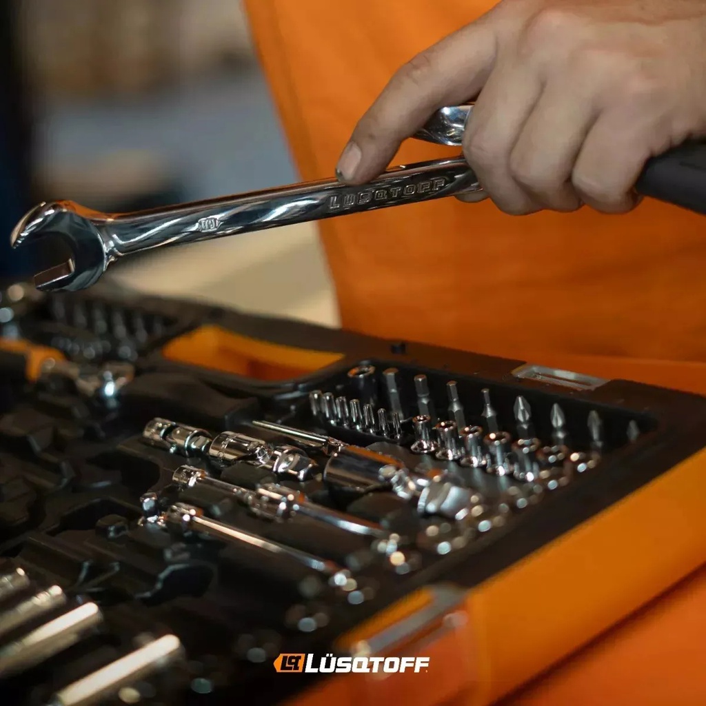 Juego Herramientas Lusqtoff 150pzs Racing Caja Set Tubos Color Naranja