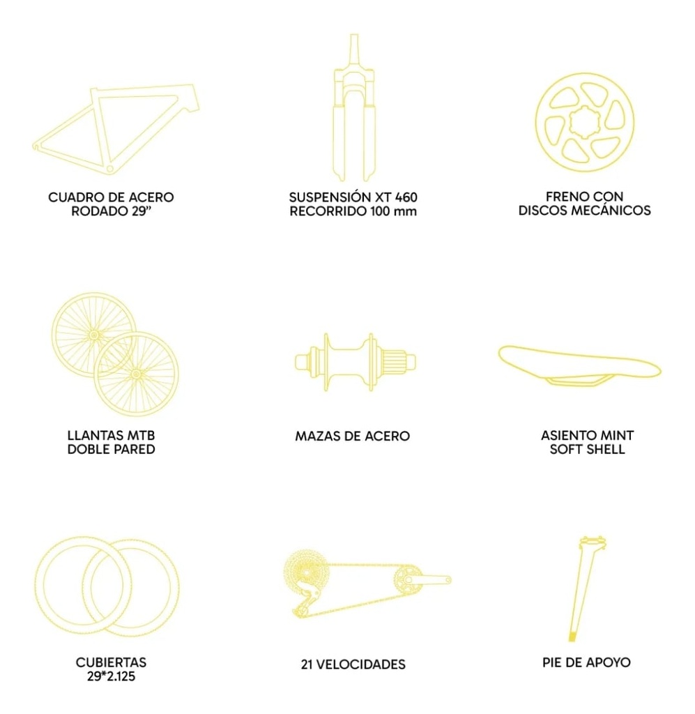 Bicicleta Mtb Mint Astro Talle M/l R29 21 Vel Celeste Azul Amarillo/gris M/l