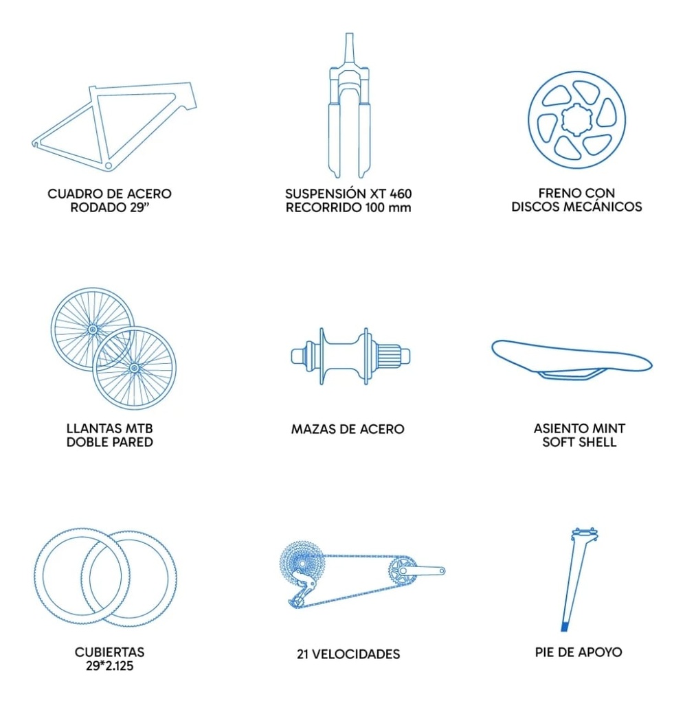 Bicicleta Mtb Mint Astro Talle M/l Rod 29 21 Velocidades Celeste M/l