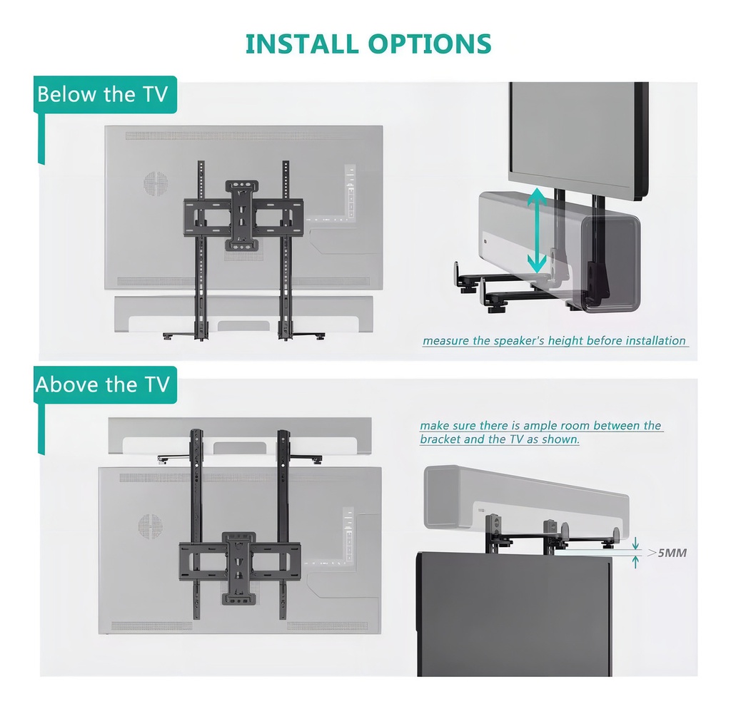 Soporte Para Barra De Sonido De Tv Onebox Universal Negro Negro