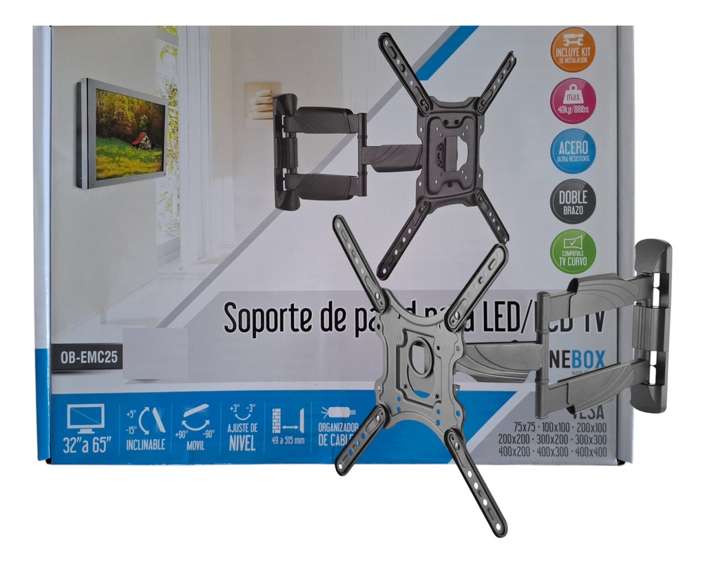 Soporte Tv Lcd Smart Brazo Movible 23 A 55 Onebox Ob-emc25 Negro