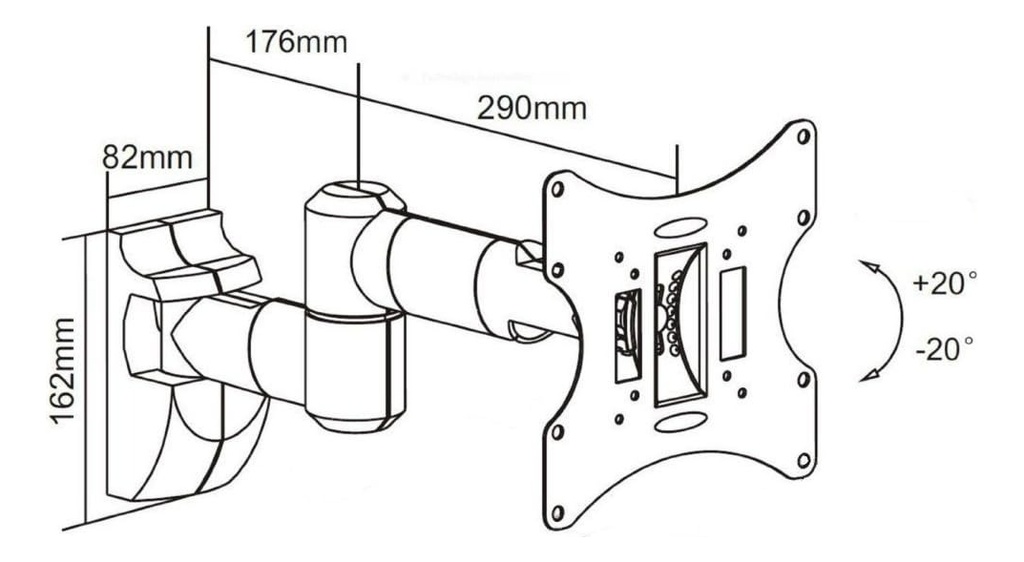 Soporte Tv Movil Led 23 A 43 Brazo Extensible Giratorio Negro