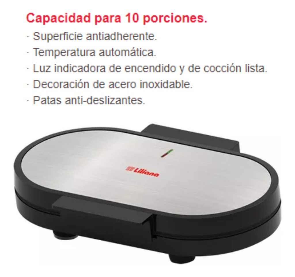 Waflera Doble Redonda Liliana Aaw933 1250w Plateado