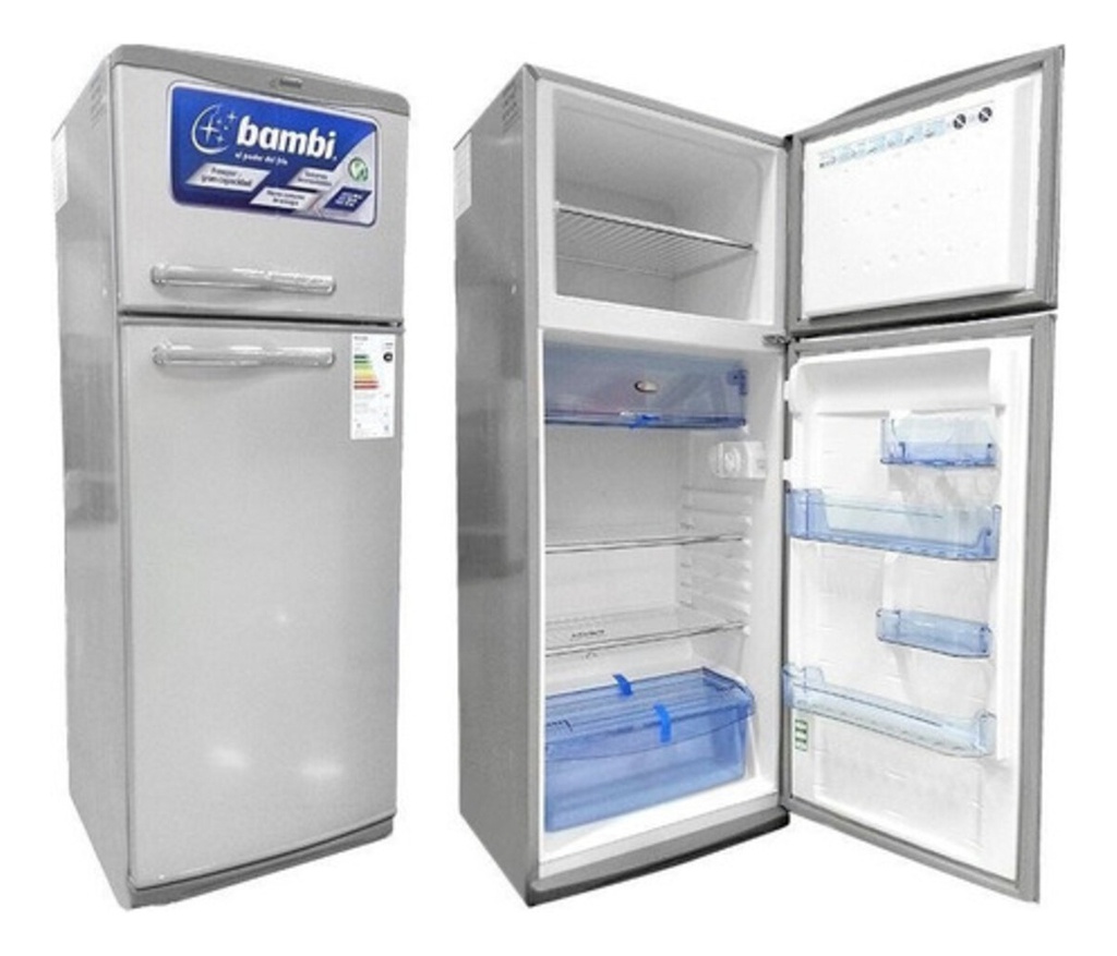 Heladera Bambi Con Freezer 2f-1600pa 329lts Plata Plateado