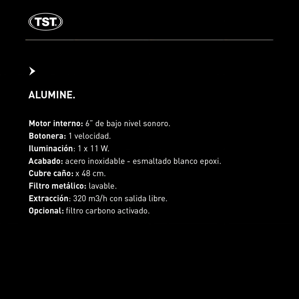 Campana Extractor Purificador Alumine 60 Cm Tst Gris