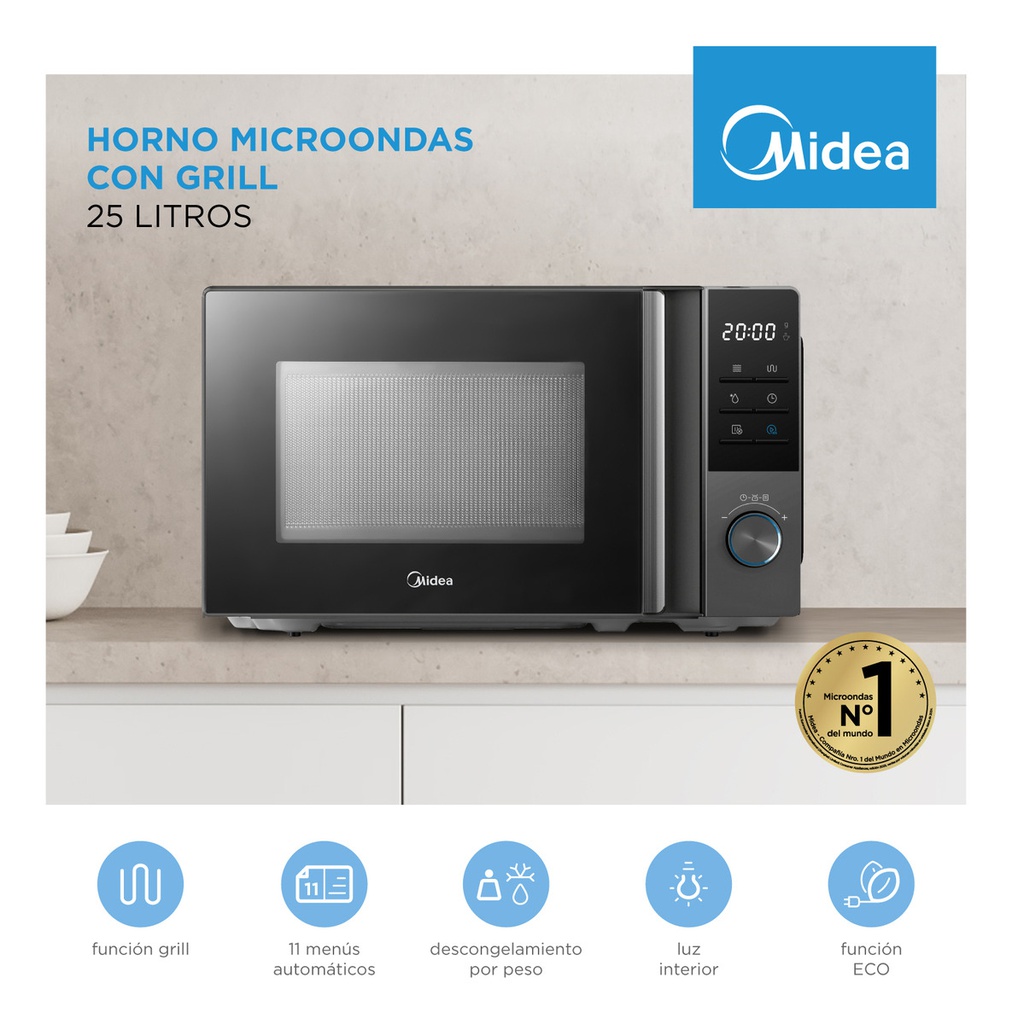 Microondas Midea Mw-dg125bar1 25l Digital C/grill Negro