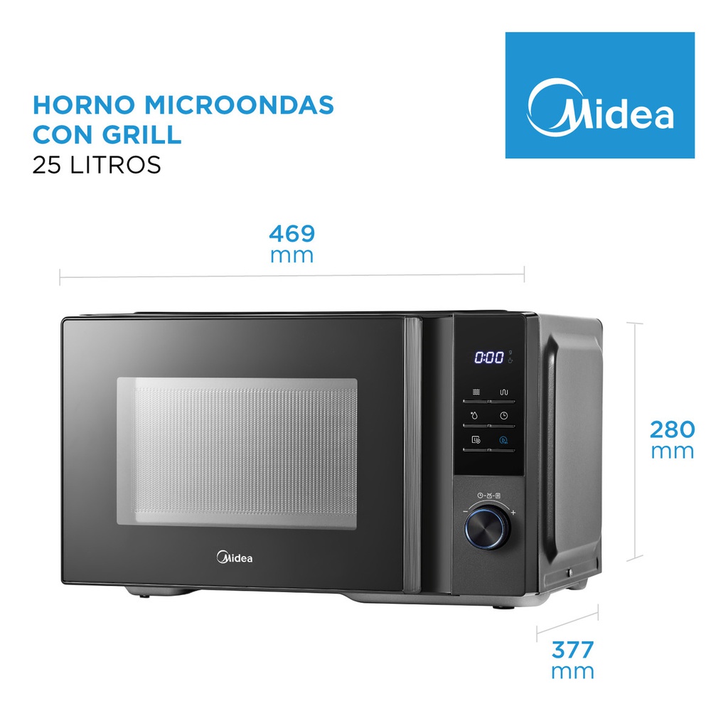 Microondas Midea Mw-dg125bar1 25l Digital C/grill Negro