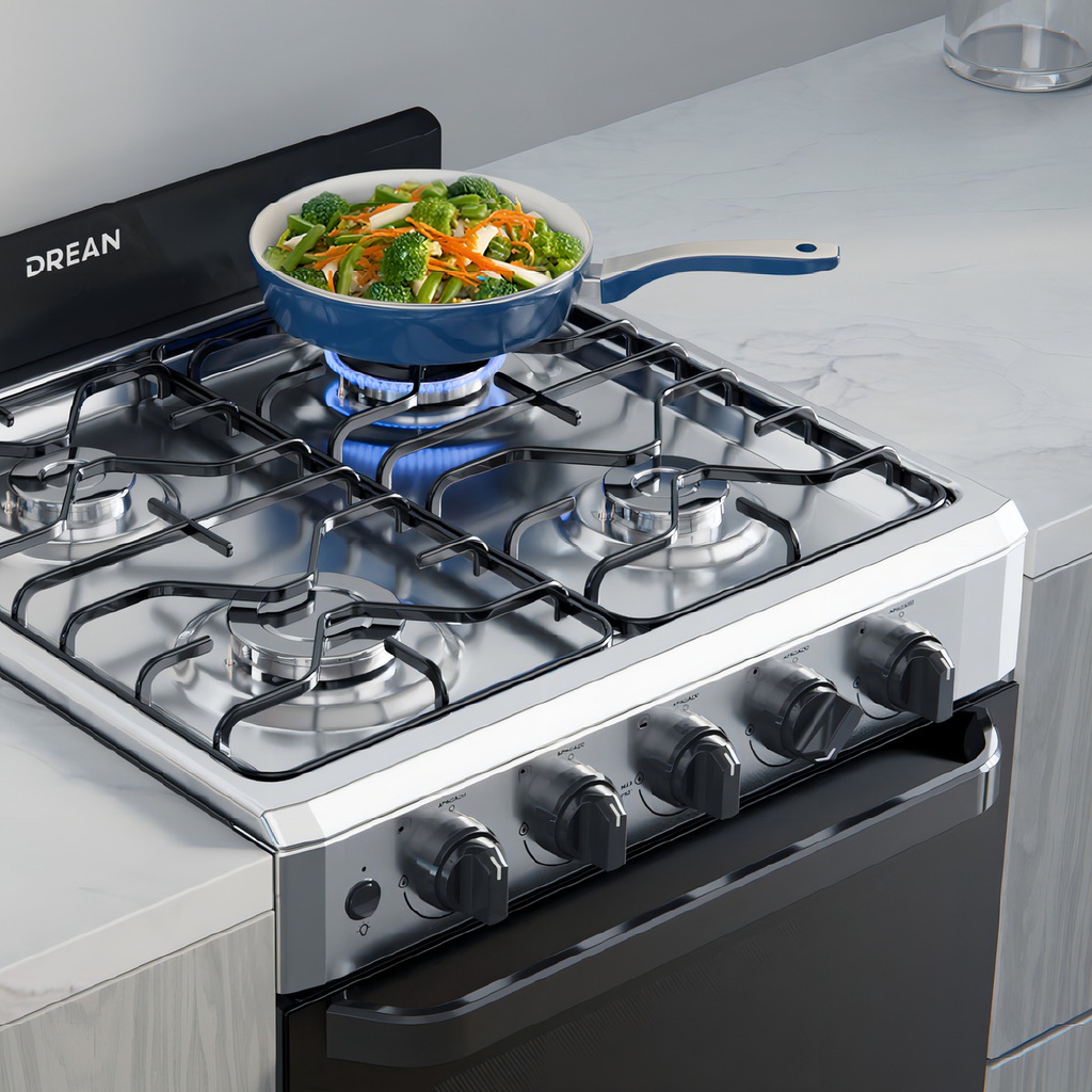Cocina Drean Cd5603ai0 Multigas 56cm 4 Hornallas Inoxidable Gris