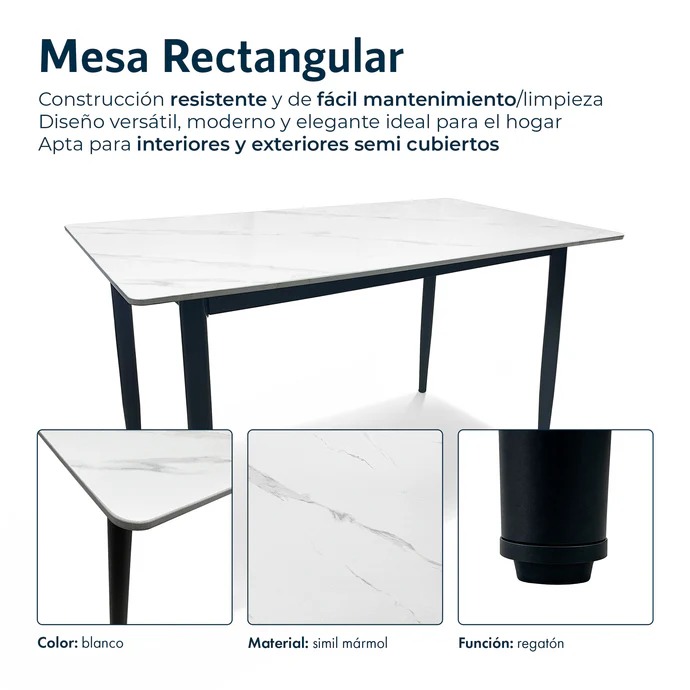 COMBO GARDENLIFE V7648 MESA SIMIL PIEDRA MARMOL BL + SILLA NINA x4 UND NG