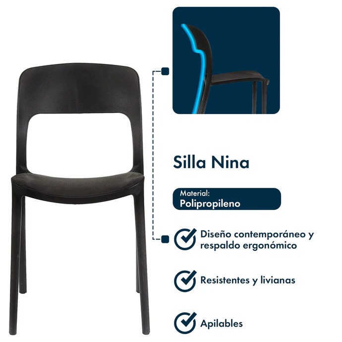 COMBO GARDENLIFE V7648 MESA SIMIL PIEDRA MARMOL BL + SILLA NINA x4 UND NG