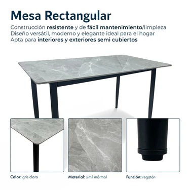 COMBO GARDENLIFE V7650 MESA SIMIL PIEDRA MARMOL GR + SILLA NINA x4 UND NG