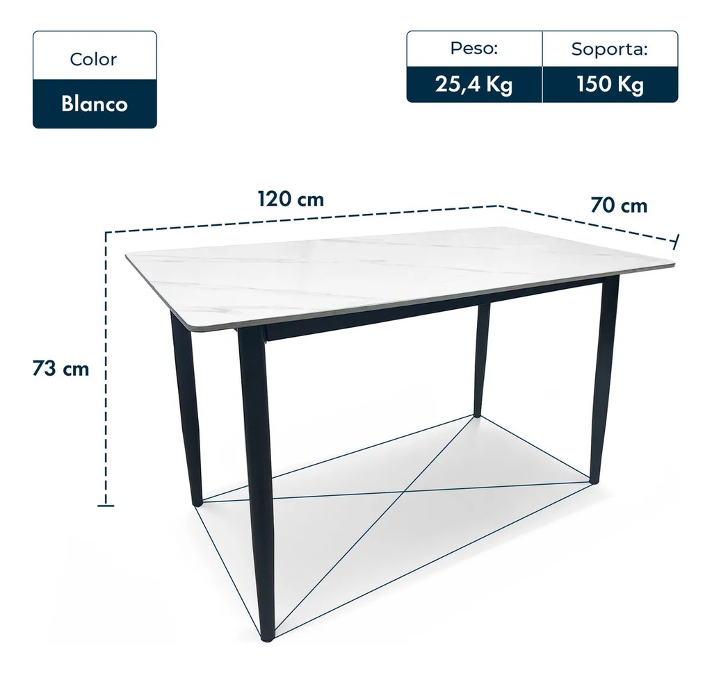 Juego Comedor Gardenlife Mesa Simil Mármol + 4 Sillas Nina Negro