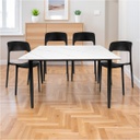 Juego Comedor Gardenlife Mesa Simil Mármol + 4 Sillas Nina Negro