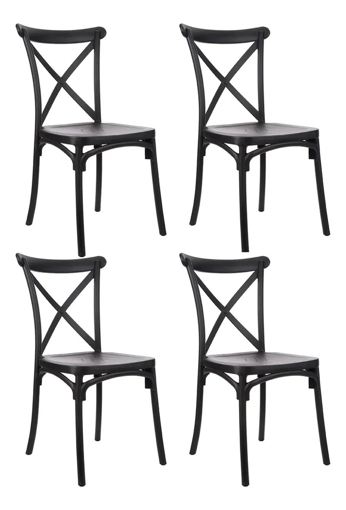 Sillas De Comedor X4 Garden Life Katrina Pp Negras V6677 Lisa Negro