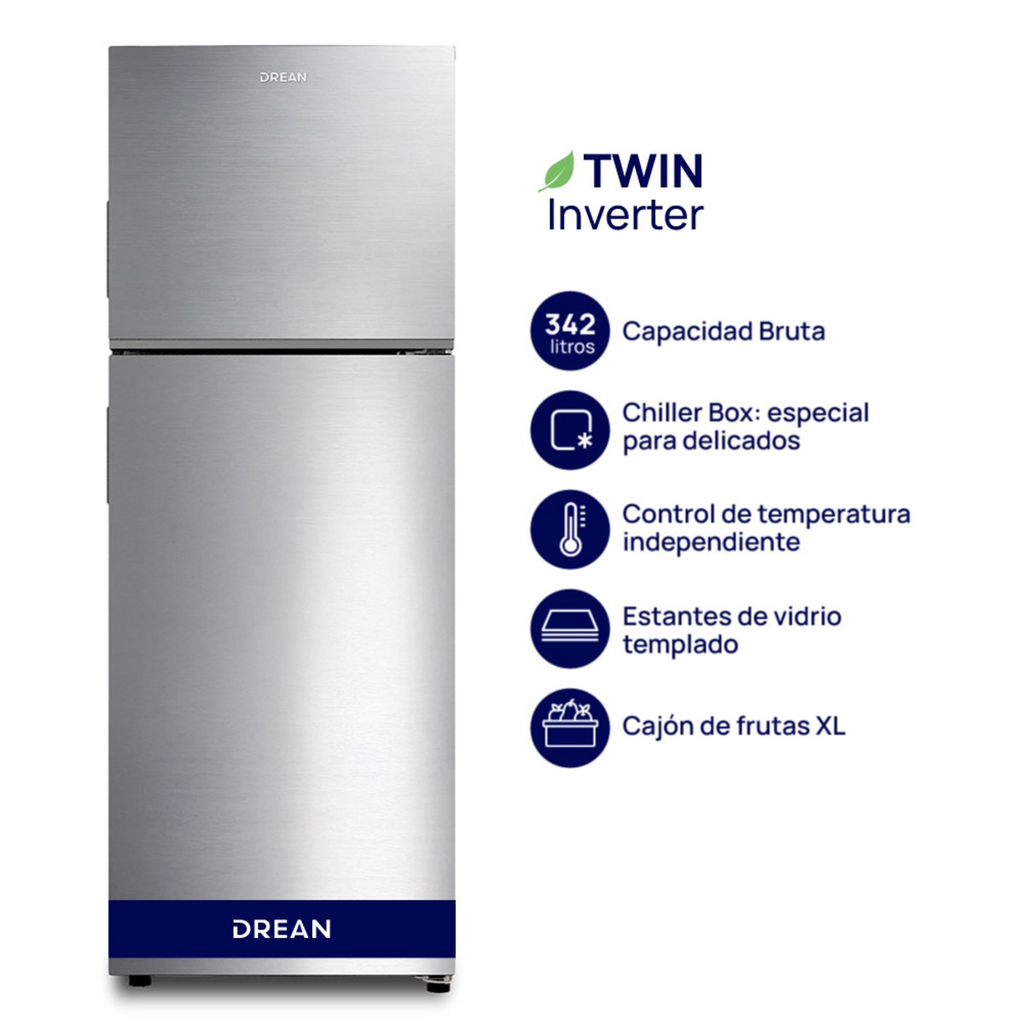 HELADERA DREAN RZN320PCARX0 312L NO FROST INVERTER INOX