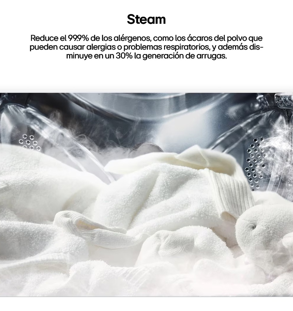 Lavarropas LG Wm65mvfs6 6,5kg Inverter Frontal Steam Negro Gris Oscuro