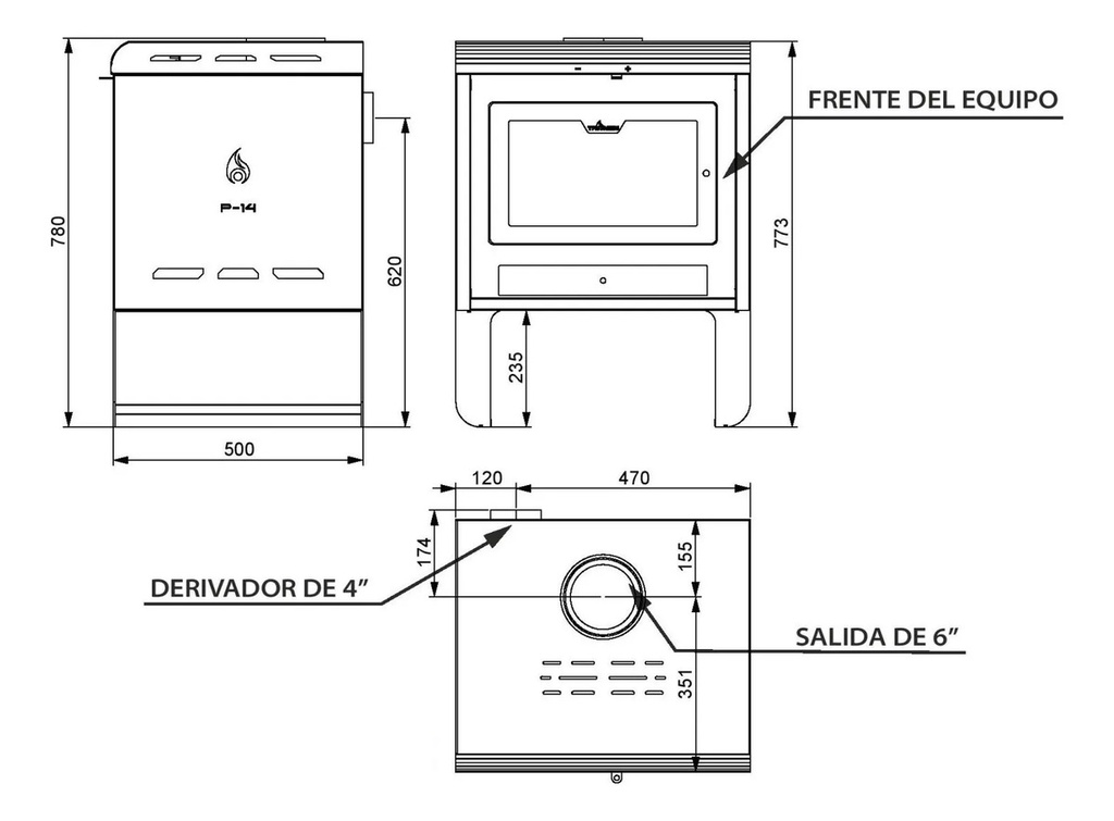 Calefactor Salamandra Pehuen 14000 Tromen A Leña Hasta 120m2