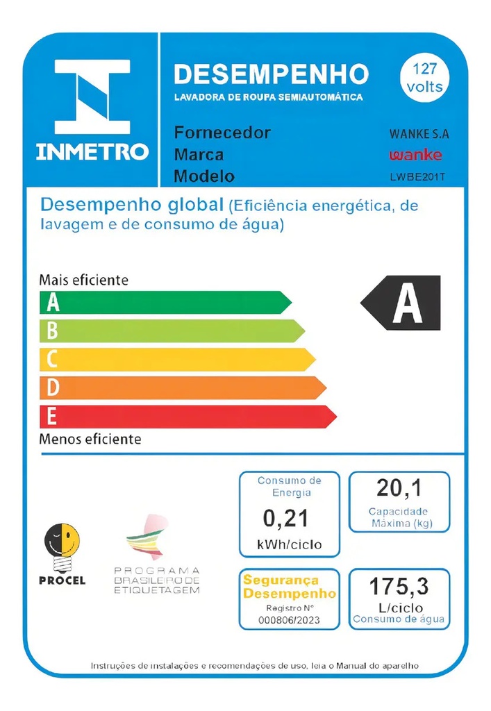 Lavarropas Wanke Premium Plus 20kg Lwbe200t3earwp Blanco Blanco