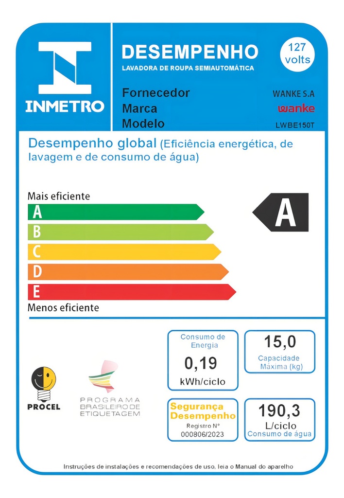 Lavarropas Wanke Semiautomatico Premium 15kg Lwbe150t3ear Blanco