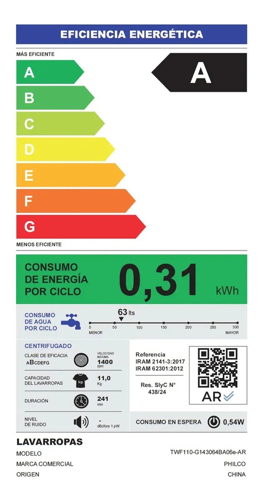Lavarropas Philco Phlf111dgn2 Inverter 11kg Frontal Gris Gris Oscuro