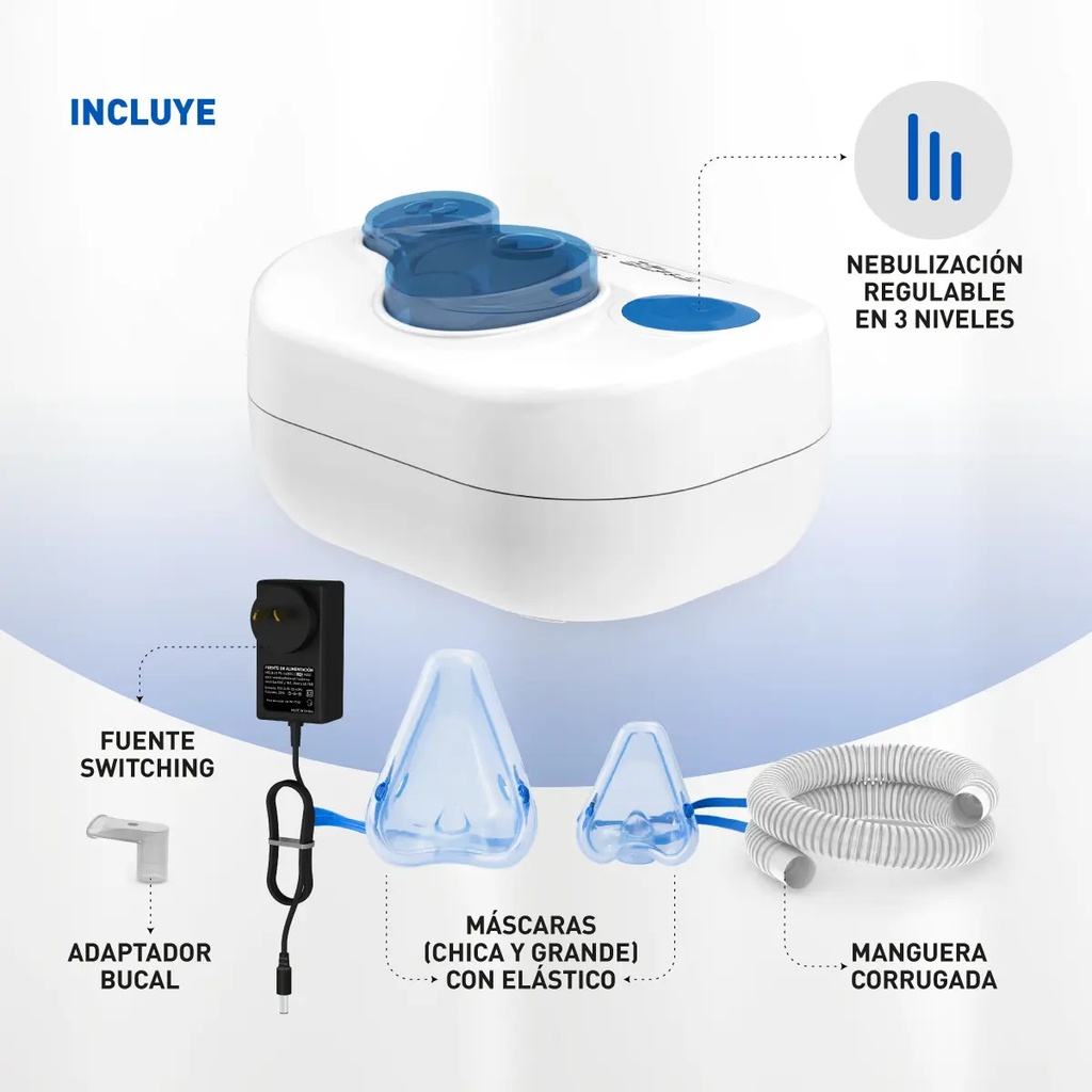 Nebulizador Ultrasonico N61 Piccolo Camara Sellada Blanco Blanco