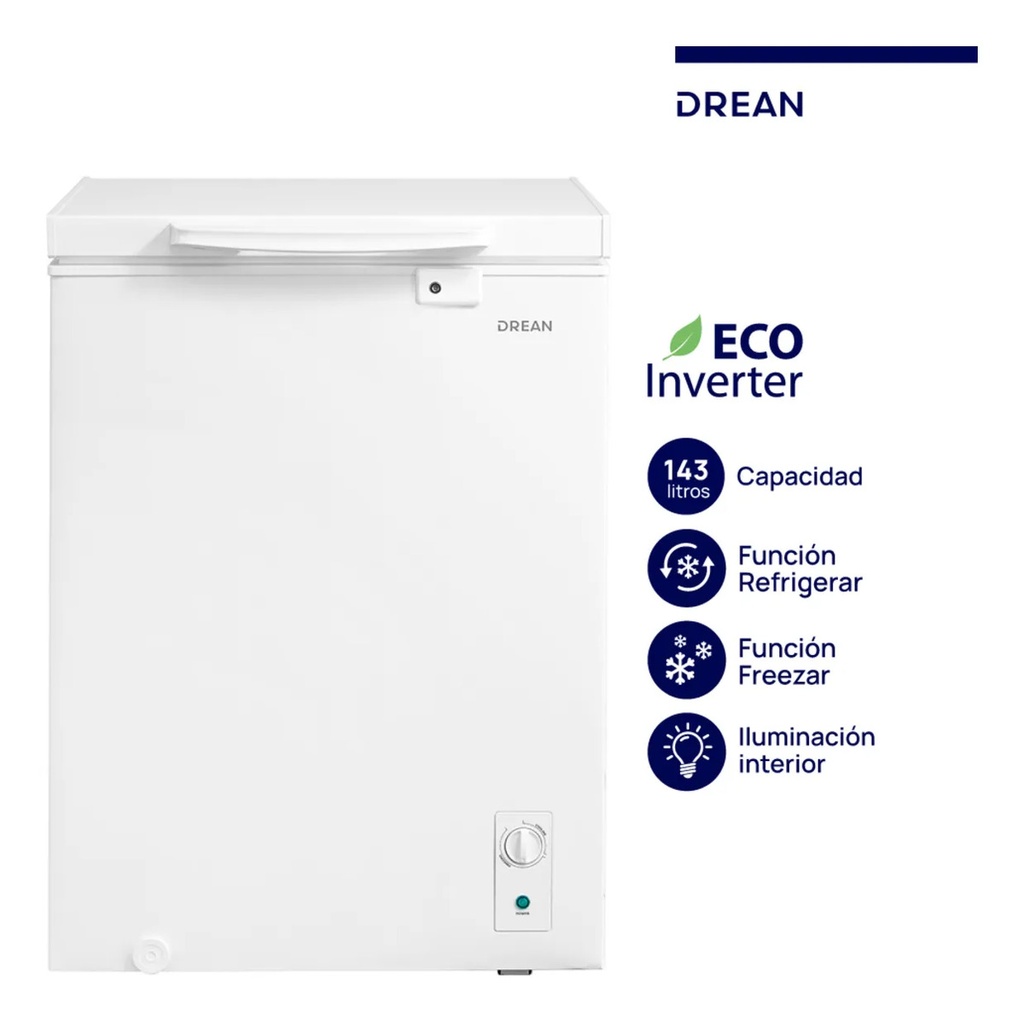 Freezer Horizontal Drean Fhdr143cb 142l Ecoinverter Blanco Blanco