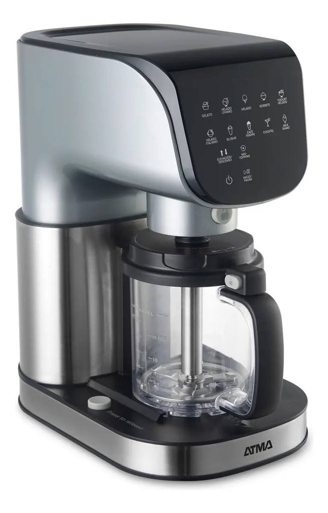 Máquina De Helado Atma Icmat1010n 10 Programas 500w Inox Plateado