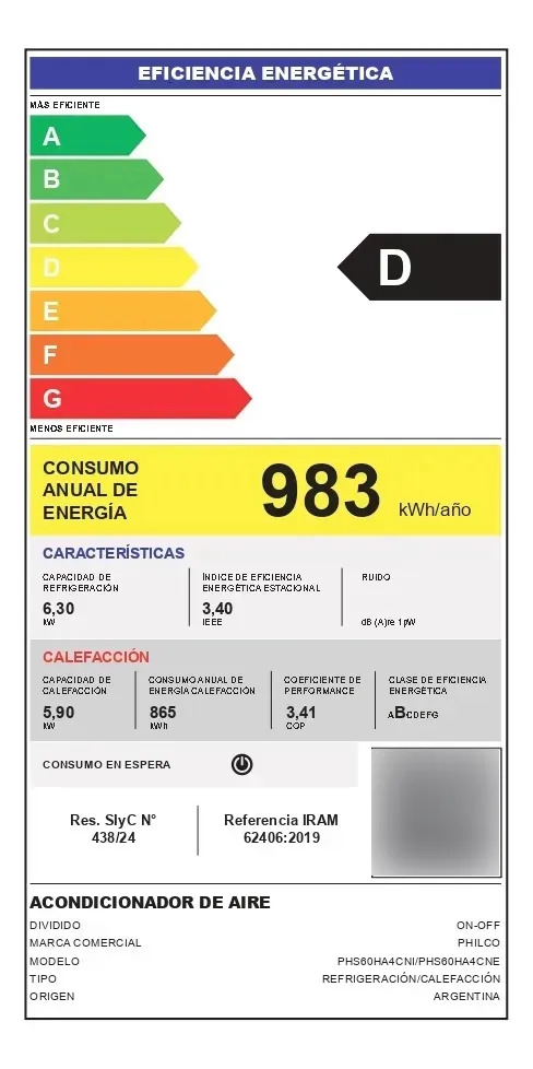 Aire Acondicionado Philco Phs60ha4cn Split 6300w Frio/calor Blanco